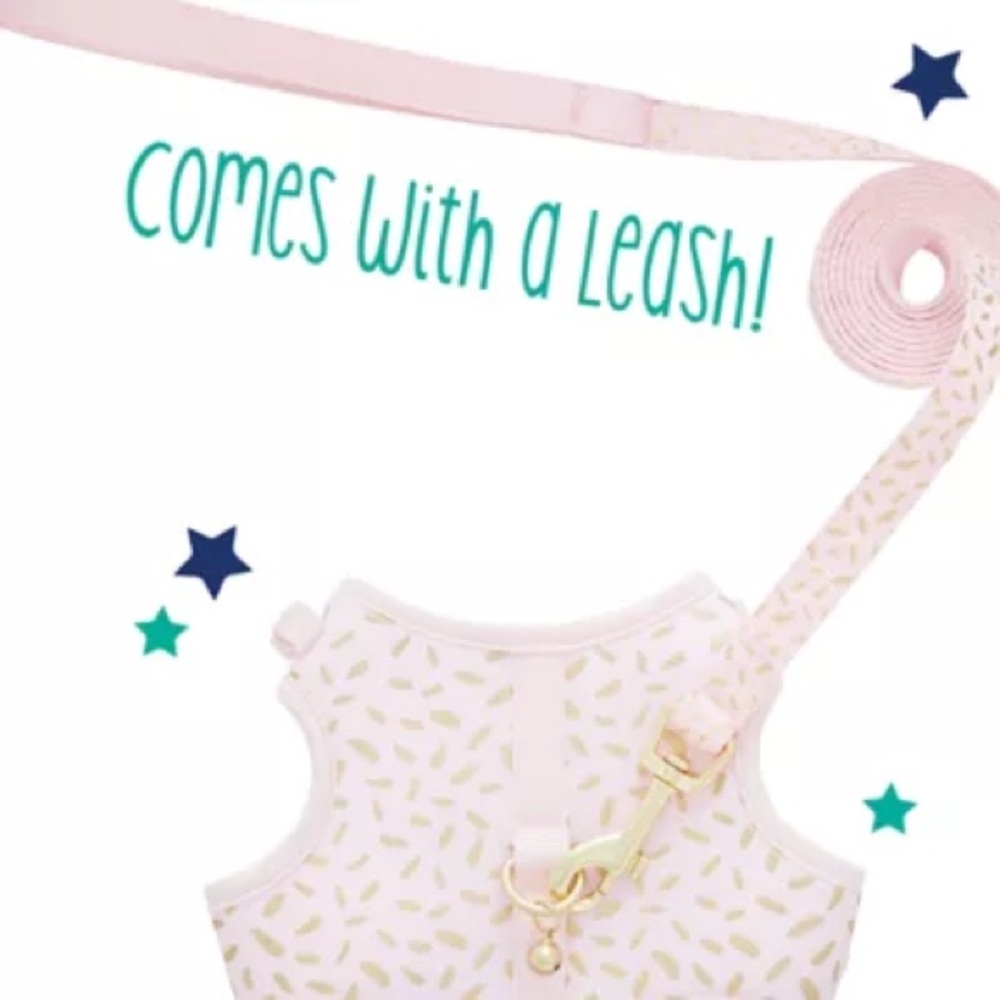 Whisker City Pink & Gold Cast Vest Harness and Leash Combo